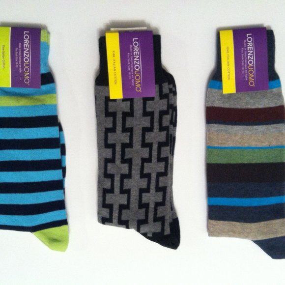 3 LORENZO UOMO MEN'S NEW COTTON BLEND DRESS SOCKSFIT SHOE SIZE: 7-13